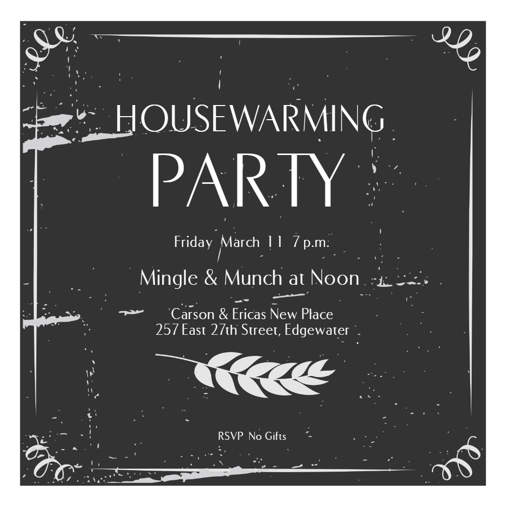 Embellished Chalkboard Housewarming Invitation Template (Free